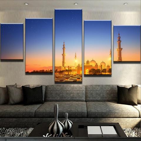 Sheikh Zayed Grand Mosque At Dusk – Nature Canvas Wall Art