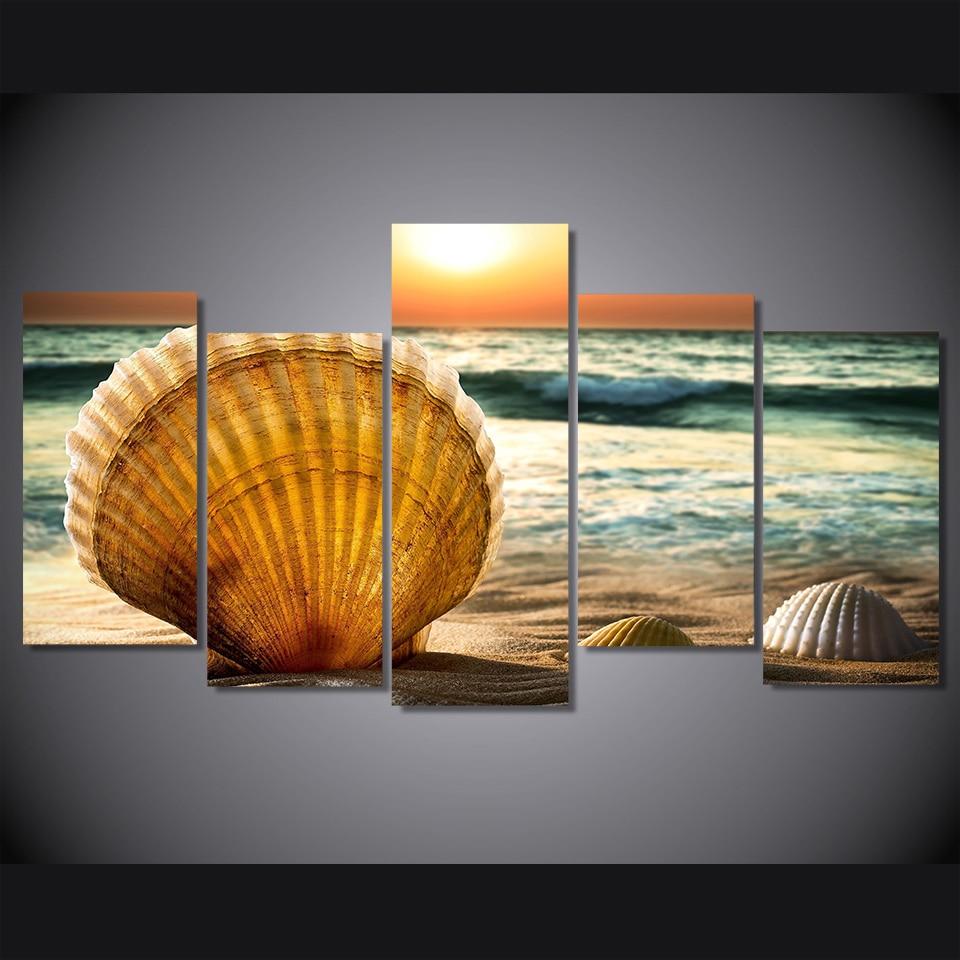 Shell Beach Seascape – Space Canvas Wall Art