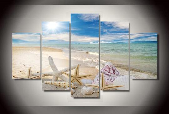 Shells And Starfish On The Beach – Space Canvas Wall Art