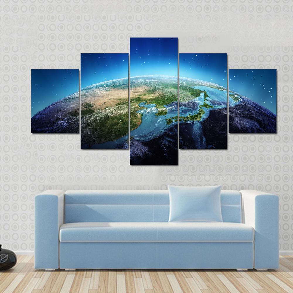 Shining Blue Planet – Space Canvas Wall Art