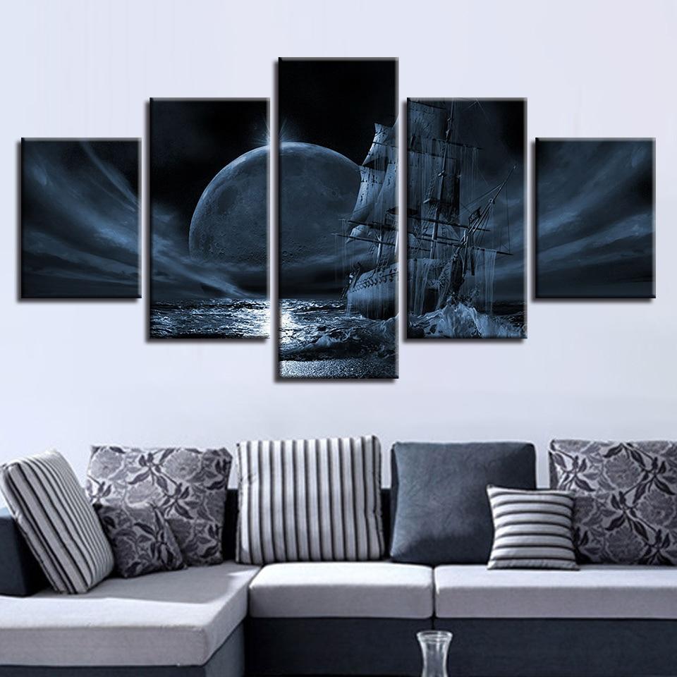 Ship Moon 5 – Space Canvas Wall Art