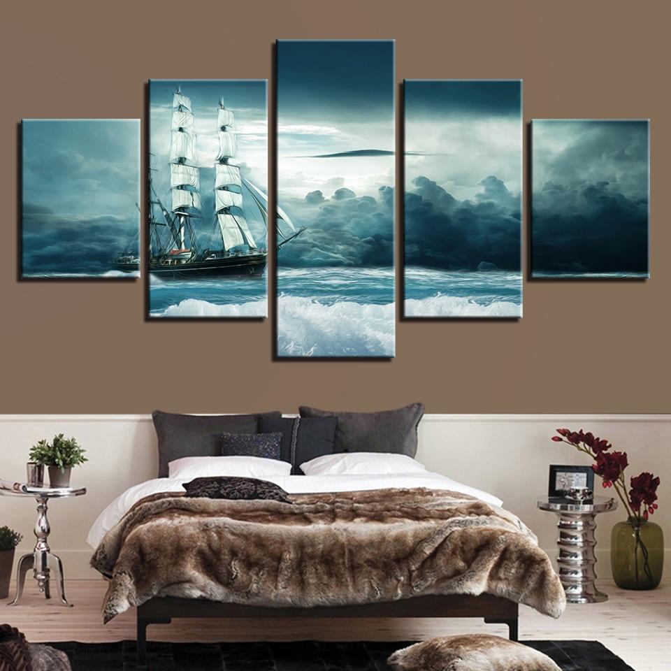 Ship Sea Waves – Space Canvas Wall Art