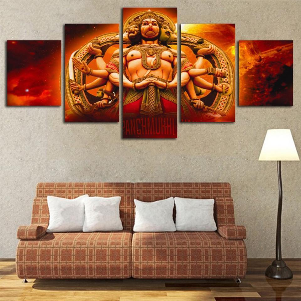 Shri Panchmukhi Hanuman Religion Canvas Wall Art