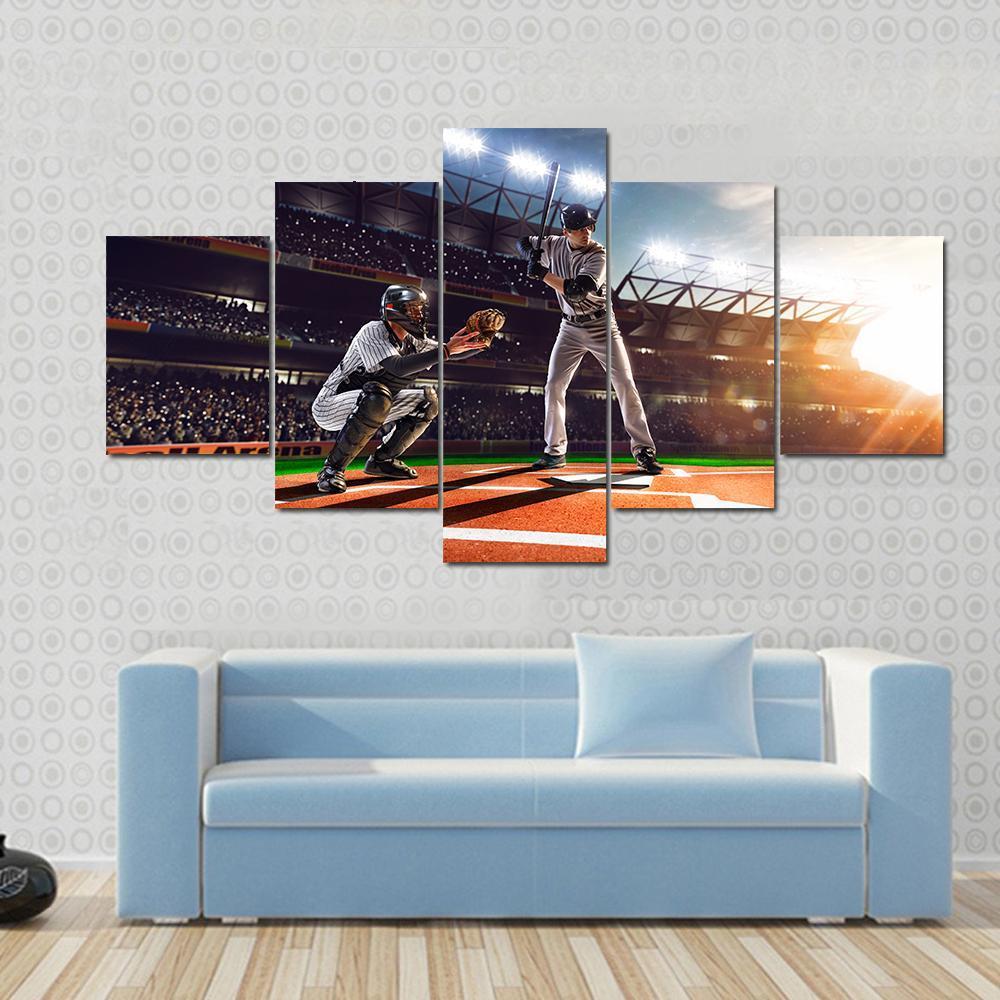 Side View Of Professional Baseball Players On The Grand Arena – Sport Canvas Wall Art