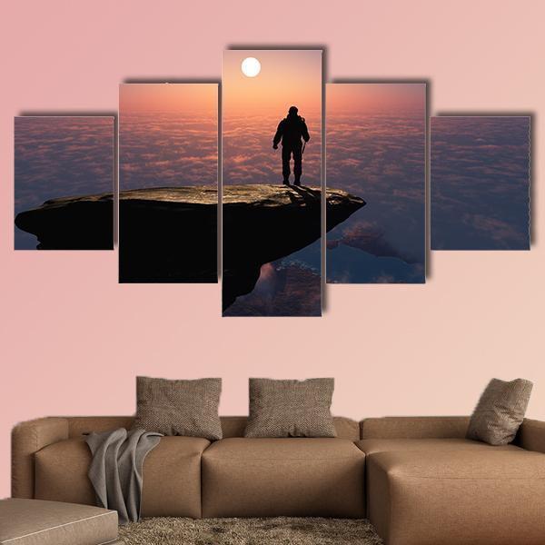 Silhouette Of A Man On A Rock – Sport Canvas Wall Art