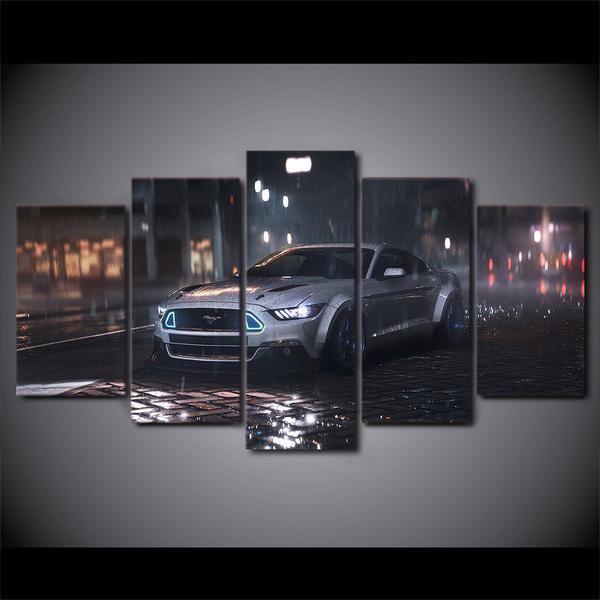 Silver Ford Mustang Cobra Shelby Car 01 – Automative Canvas Wall Art