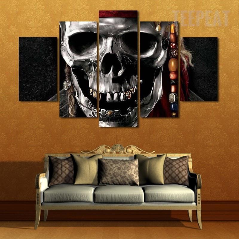 Silver Metal Skull – Abstract Canvas Wall Art