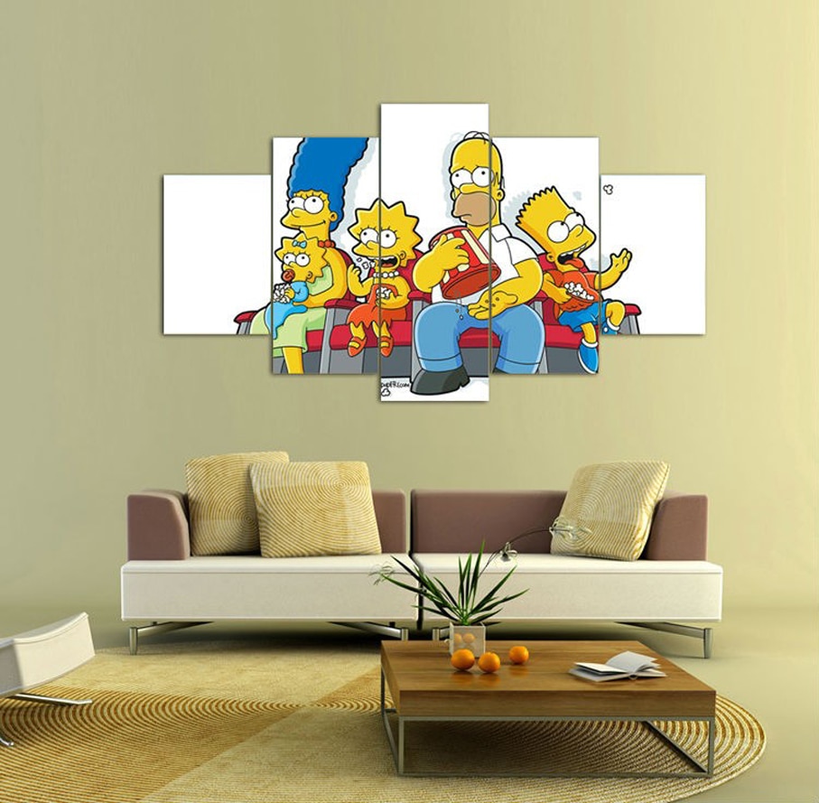 Simpsons Family In The Cinema Cartoon – Canvas Wall Art