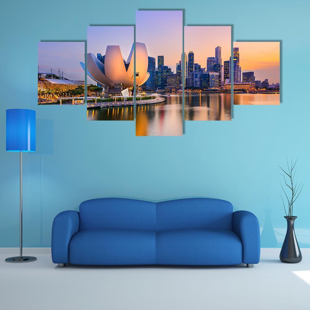 Singapore Skyline At The Marina During Twilight – Nature Canvas Wall Art