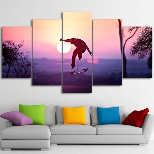 Skateboarding Into The Sunset – Sport Canvas Wall Art
