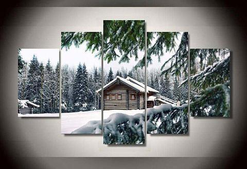 Ski Resort Chalet Cabin – Nature Canvas Wall Art