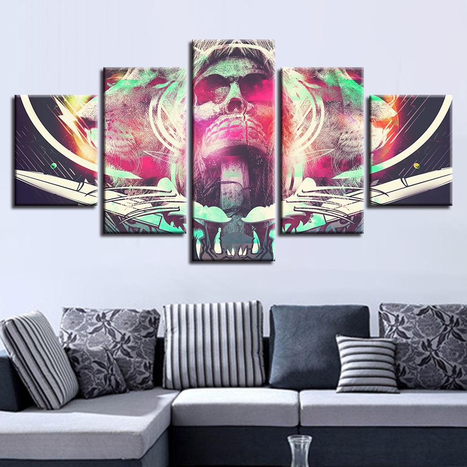 Skull And Tiger – Abstract Canvas Wall Art