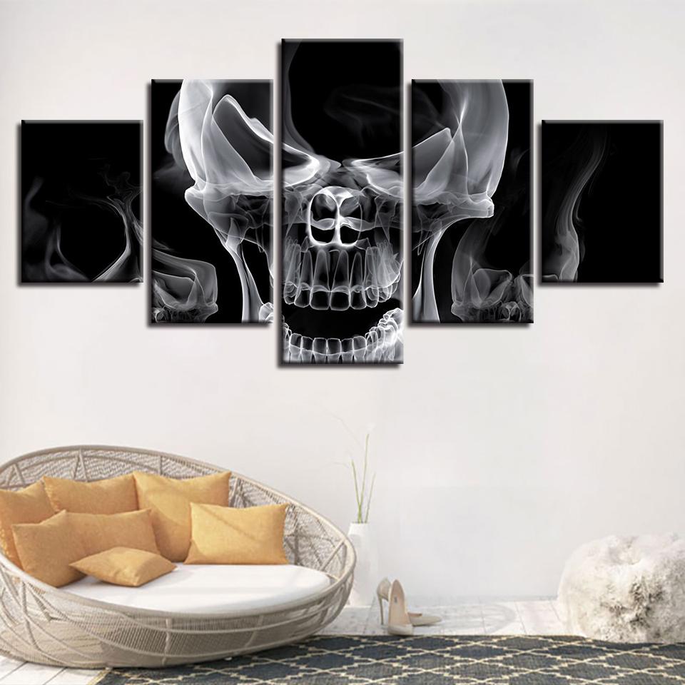 Skull Black White – Abstract Canvas Wall Art