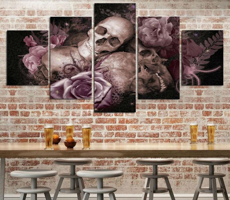 Skull N Roses – Abstract Canvas Wall Art