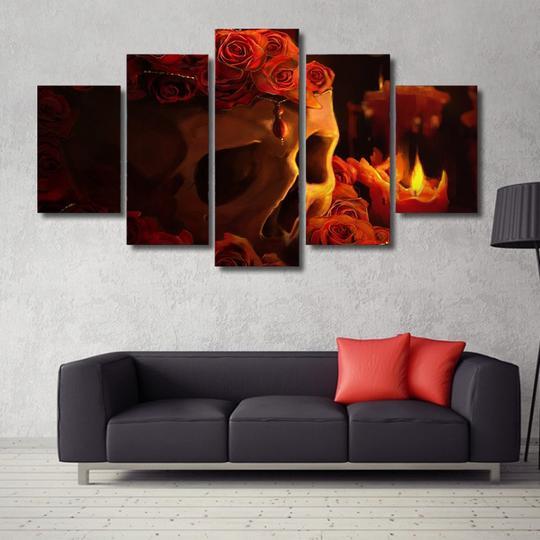 Skull Roses Candles – Movie Canvas Wall Art