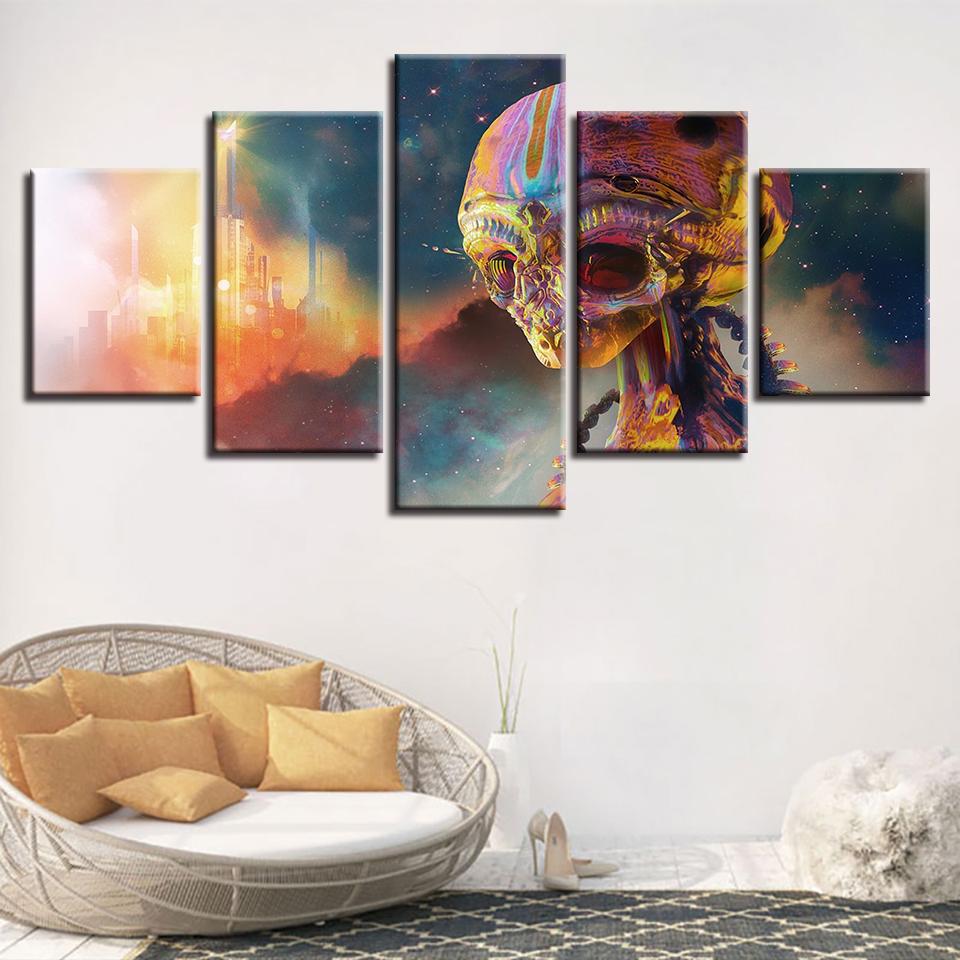 Skull Sky Castle – Abstract Canvas Wall Art