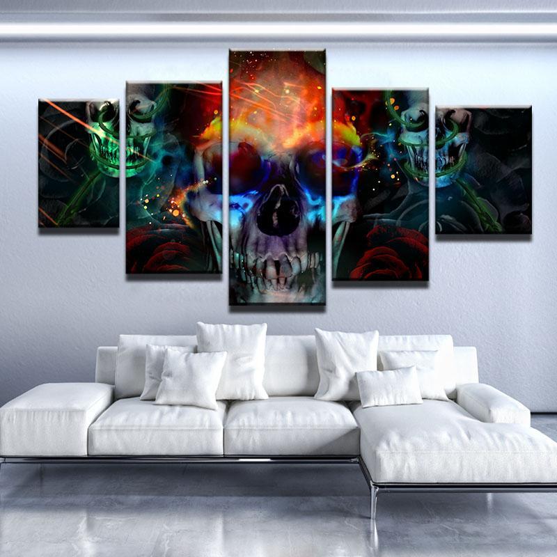 Skulls And Roses – Abstract Canvas Wall Art