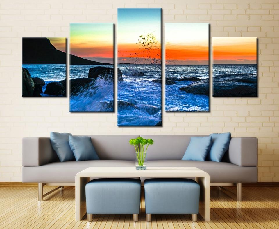 Sky Building Manhattan Rentals The Sea Reef Setting Sun – Nature Canvas Wall Art