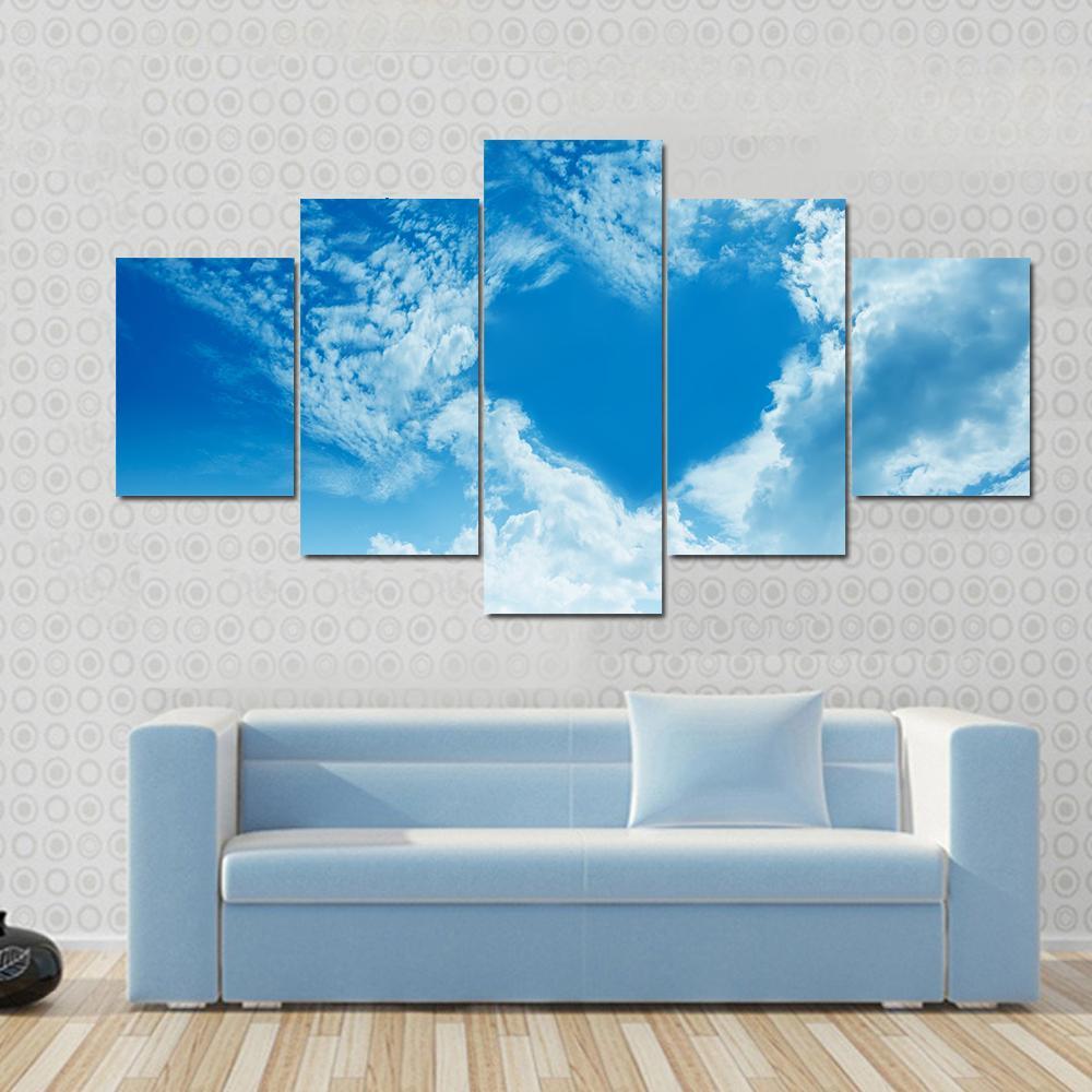 Sky Clouds Forming A Heart Shape – Nature Canvas Wall Art