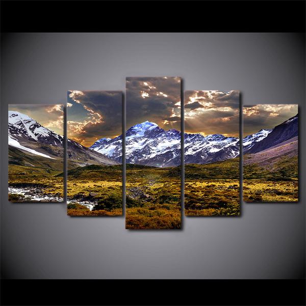 Sky Ice Mountains Grassland – Nature Canvas Wall Art
