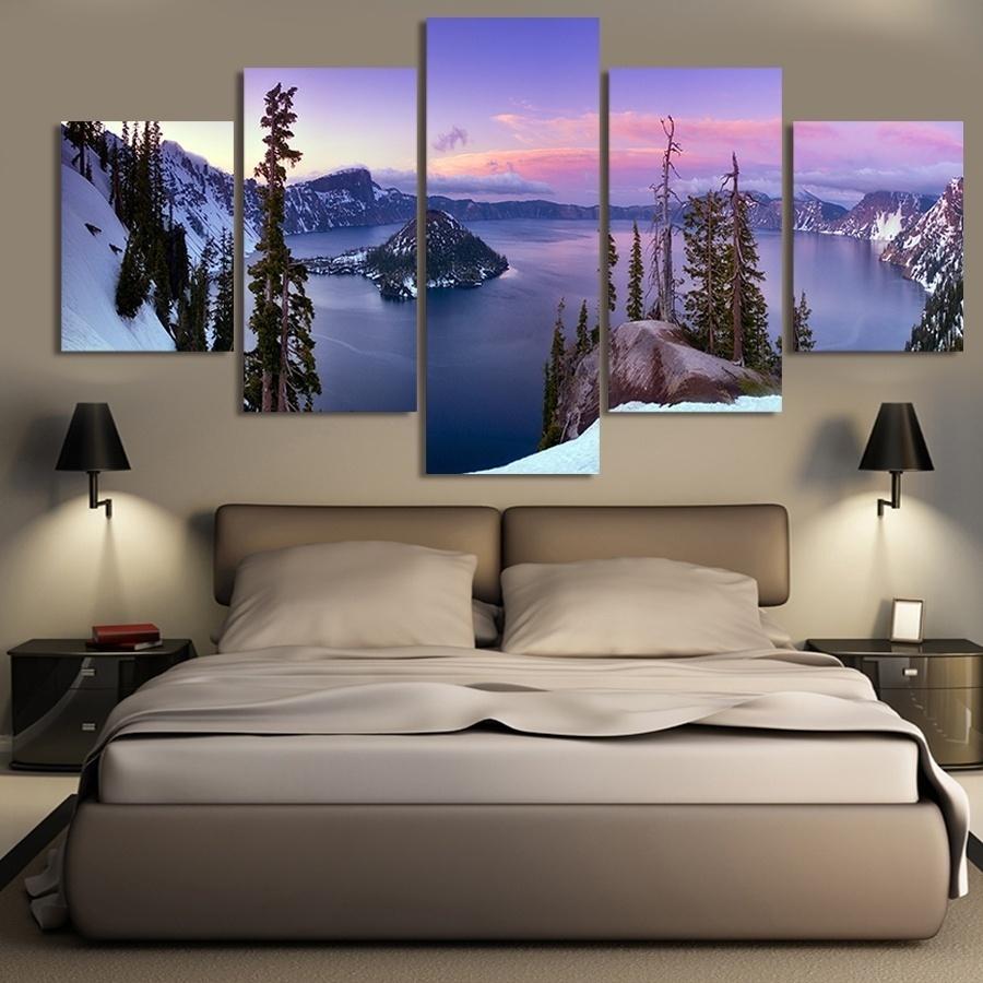 Sky Lake Snow Mountain Scenery – Nature Canvas Wall Art