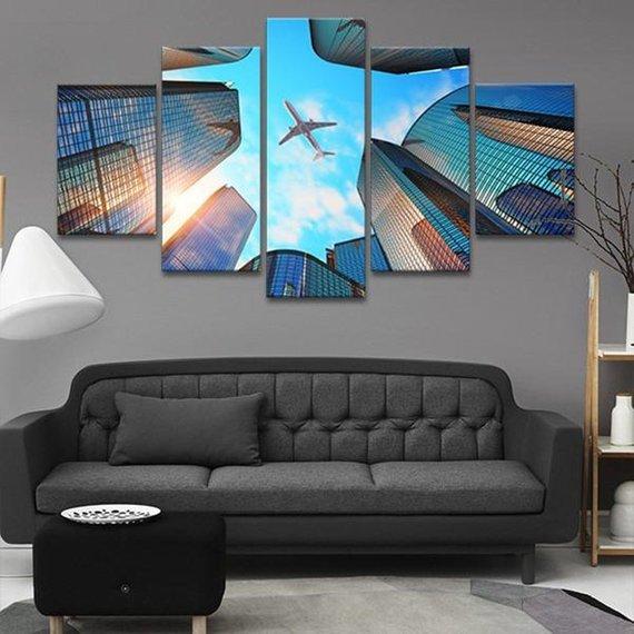 Skyscrapper – Airplane Canvas Wall Art
