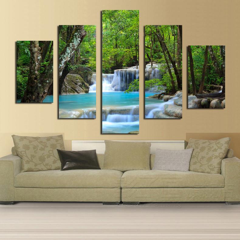 Small Waterfall In The Woods – Nature Canvas Wall Art
