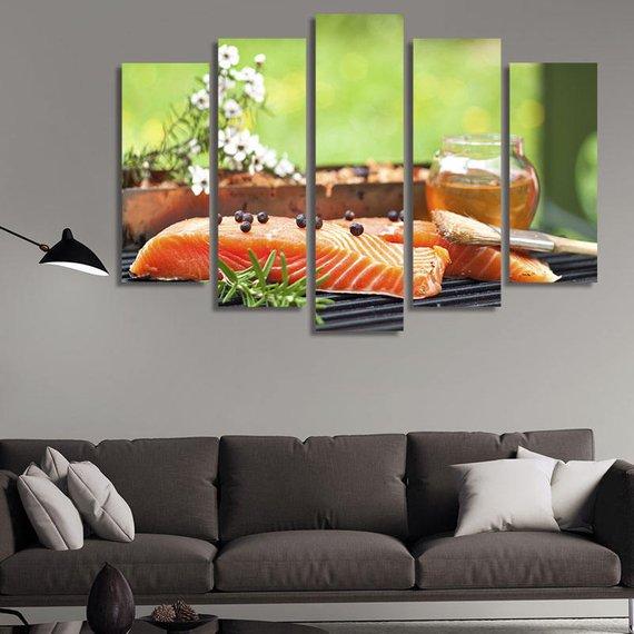 Smoked Salmon With Honey – Kitchen Canvas Wall Art