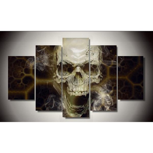 Smoking Skull Smoke – Abstract Canvas Wall Art