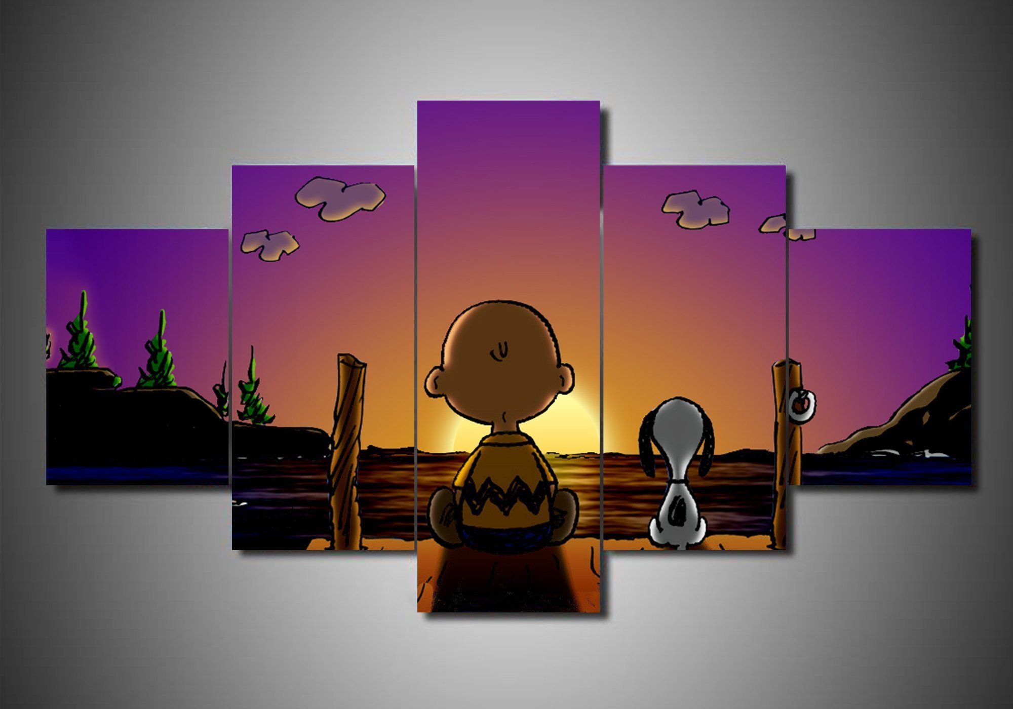 Snoopy The Peanuts Gang In Christmas See The Sunset Canvas Wall Art