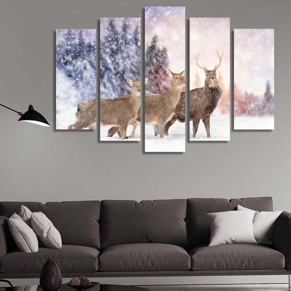 Snow Deer – Animal Canvas Wall Art