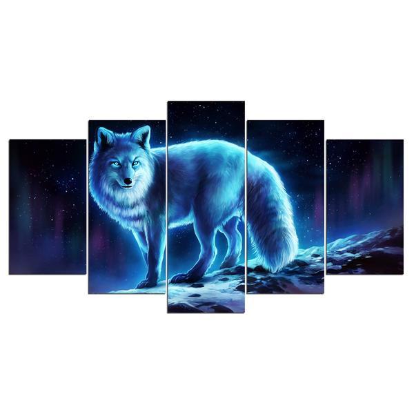 Snow Fox In Night – Animal Canvas Wall Art
