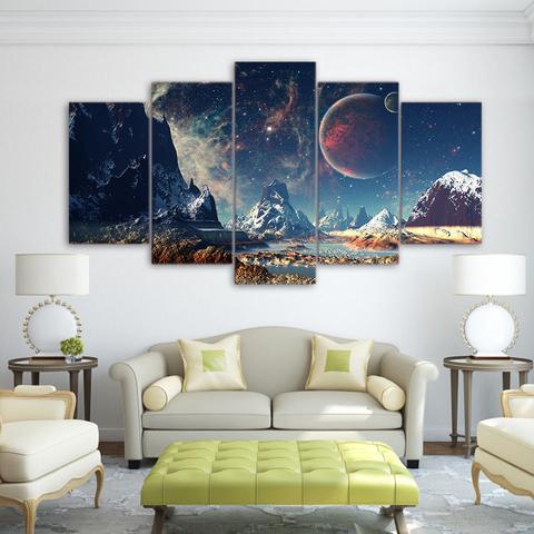 Snow Mountain And Galaxy – Nature Canvas Wall Art