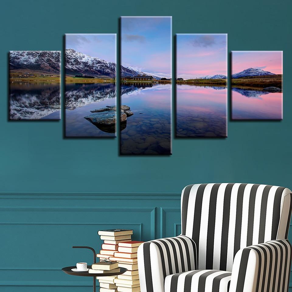 Snow Mountain And River – Nature Canvas Wall Art