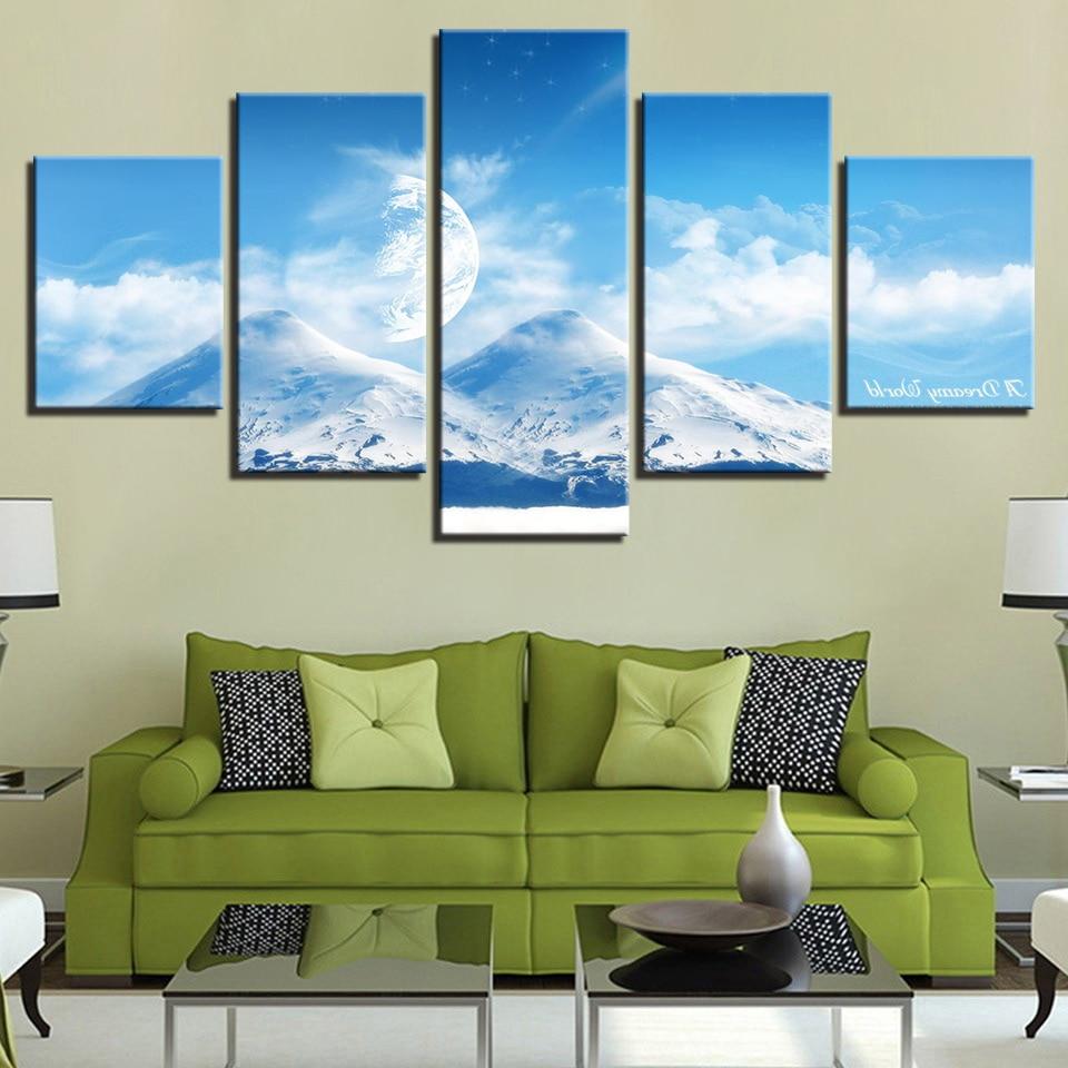 Snow Mountain Blue Sky – Nature Canvas Wall Art