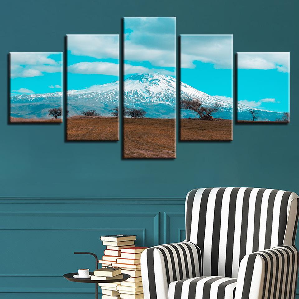 Snow Mountain Blue Sky White Cloud – Nature Canvas Wall Art