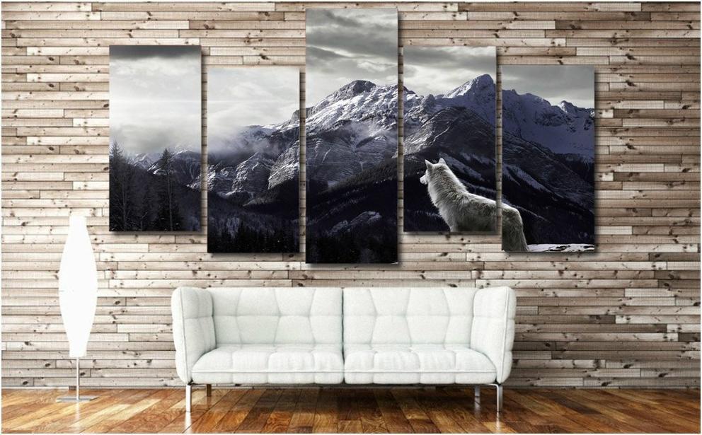 Snow Mountain Gray Wolf – Animal Canvas Wall Art