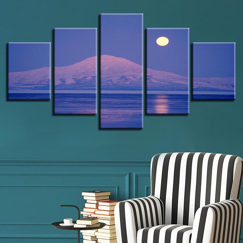 Snow Mountain Moon 01 – Space Canvas Wall Art