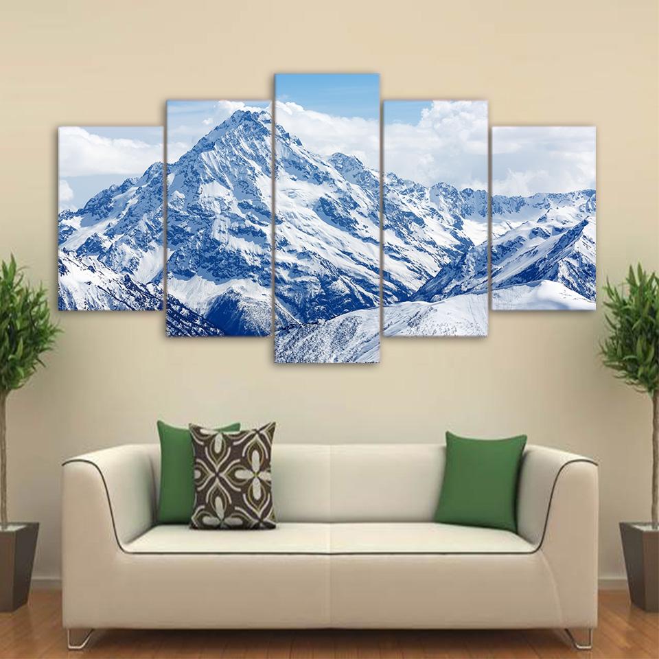 Snow Mountain Scenery – Nature Canvas Wall Art