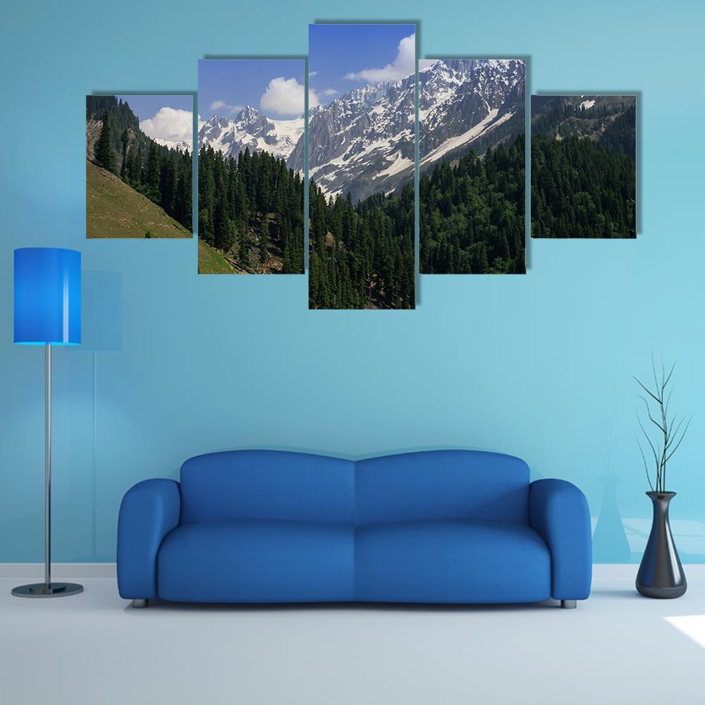 Snow Mountain With Pine Forest – Nature Canvas Wall Art