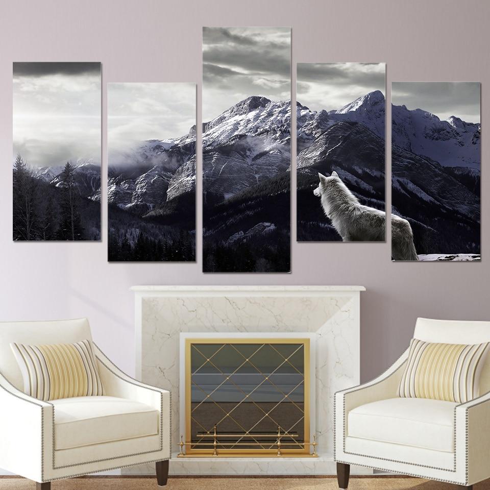 Snow Mountain Wolf 54 – Nature Canvas Wall Art