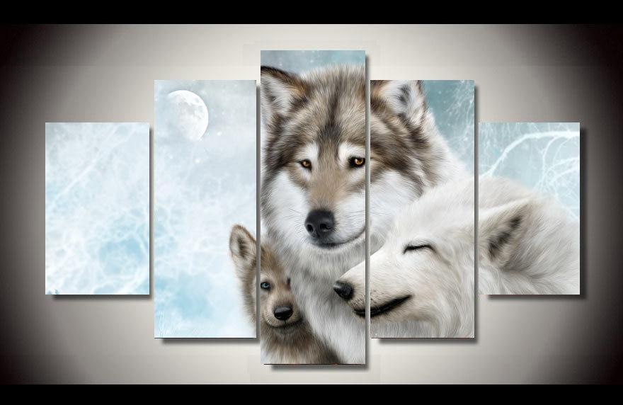 Snow Mountain Wolves 01 – Animal Canvas Wall Art