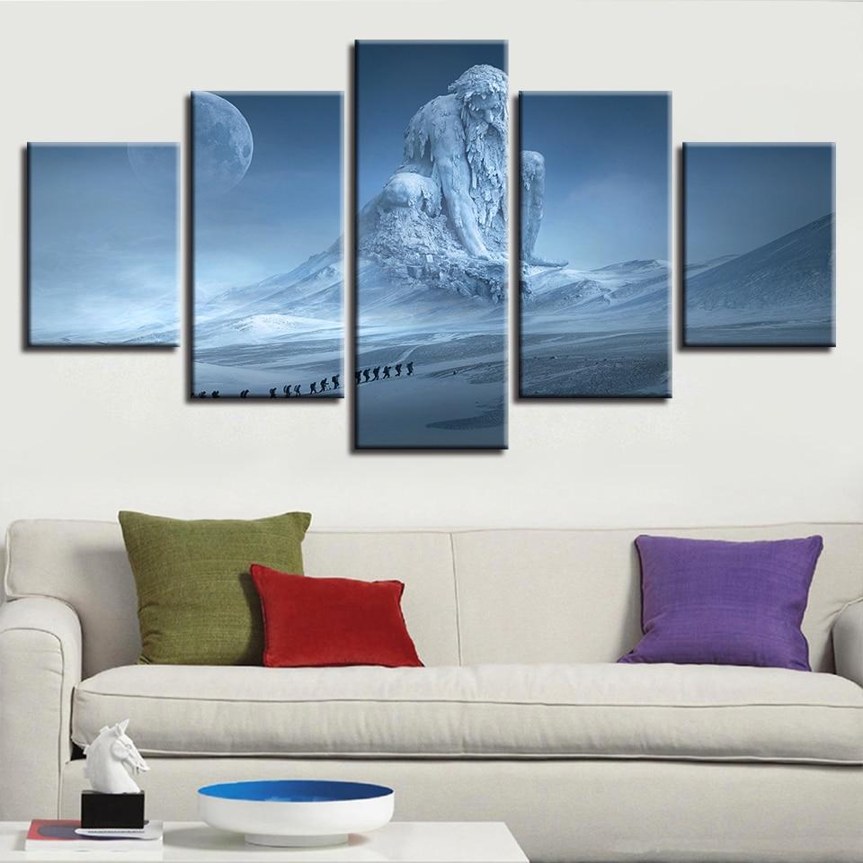 Snow Mountains Moon – Nature Canvas Wall Art