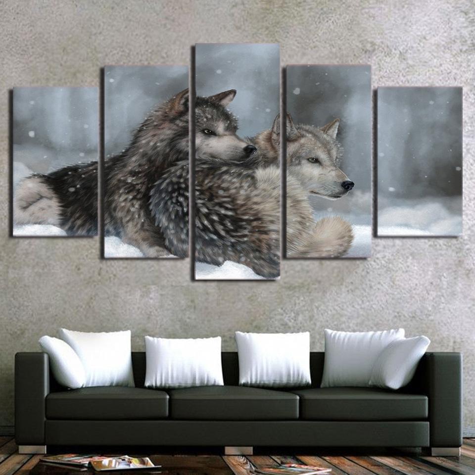 Snow Wolf 5 – Animal Canvas Wall Art