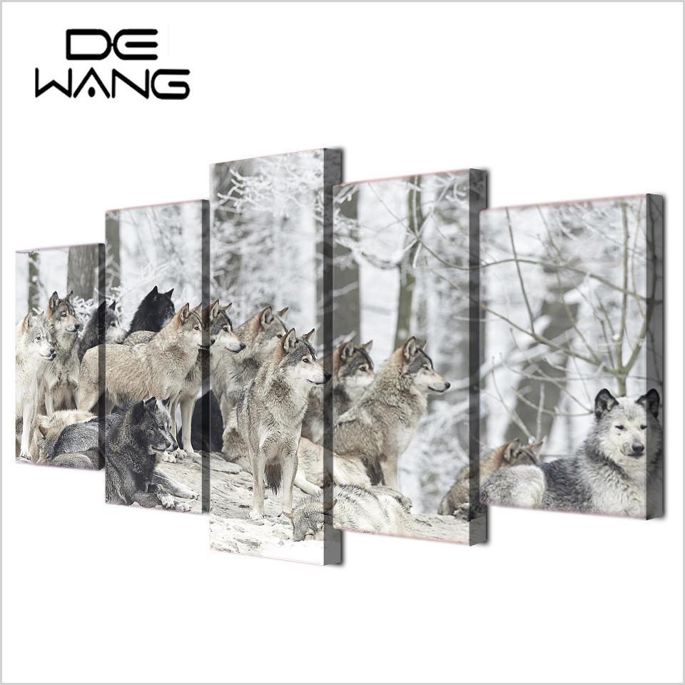 Snow Wolves In The Woods – Animal Canvas Wall Art