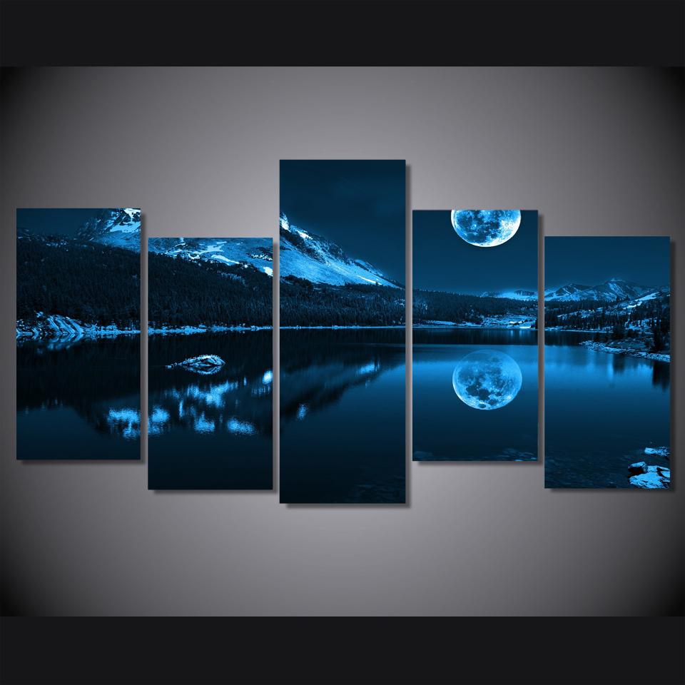 Snowy Night Moon – Nature Canvas Wall Art