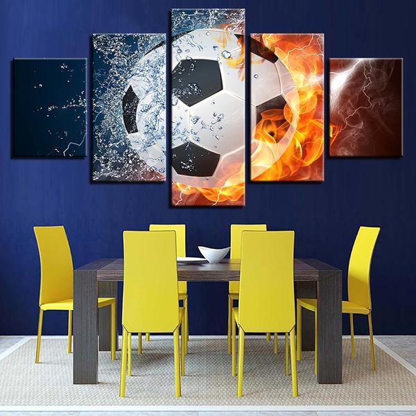 Soccer Ball Splash Fire – Sport Canvas Wall Art
