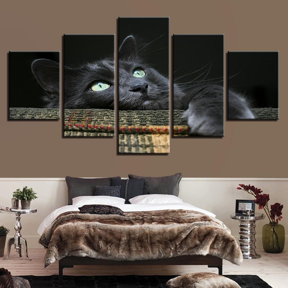 Soft Cuddly Grey Black Cat – Animal Canvas Wall Art