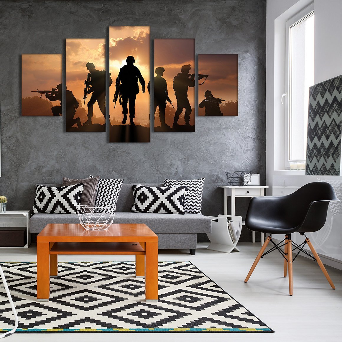 Soldiers Combat Sunset – Abtract Canvas Wall Art