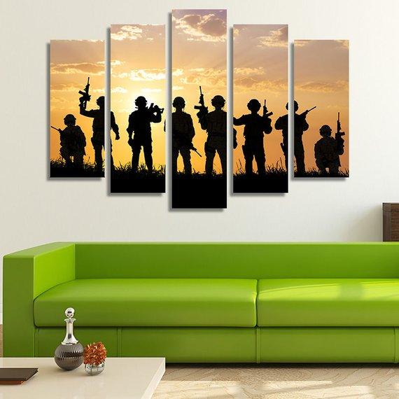 Soldiers Silhouettes – Abstract Canvas Wall Art
